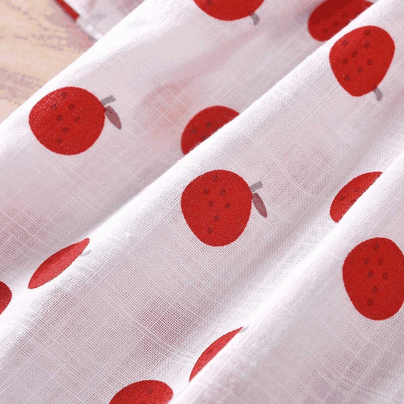 Hipea Toddler Cirl Clothes Summer Outfits Ruffle Camisole Fruit Tops and Casual Shorts 2-Piece Girls Clothes (Red-Apple, 2-3T) - Image 4